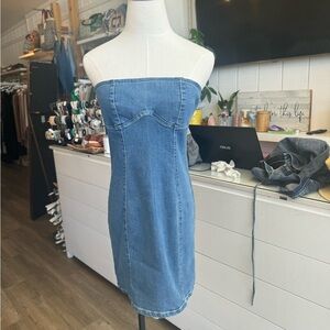 Denim strapless dress. Medium was with white contrast stitching.